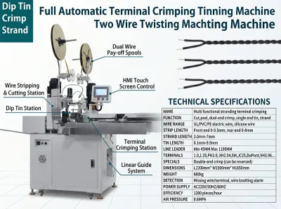 Full Automatic Terminal Crimping Tinning Machine Two Wire Twisting Machine JW-WTT - Wire Harness Auxiliary Equipment