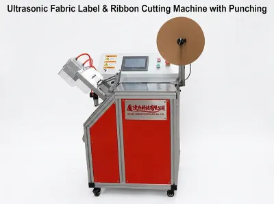 Ultrasonic Fabric Label & Ribbon Cutting Machine with Punching WPM-UL - Tape Cutting Machine
