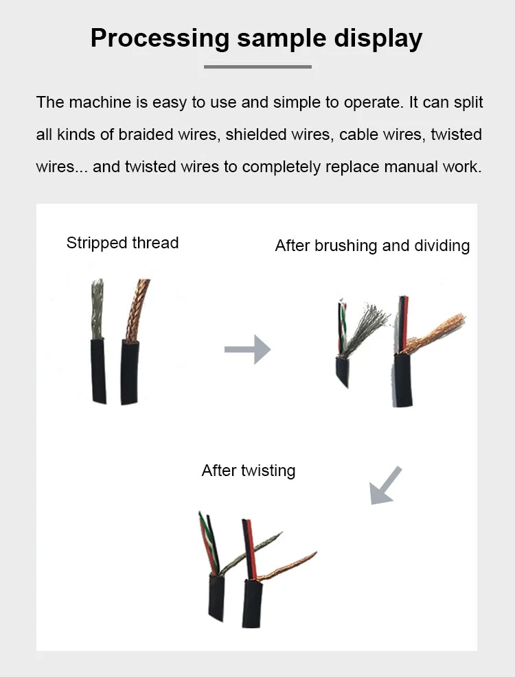 sample of wire twisted machine, Cable Brushing Machine, Shielded Wire Brushing Machine, Shield Brushing Twisting Machine