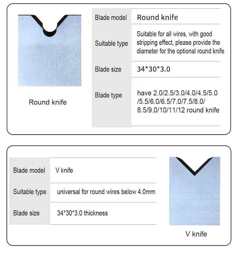 Round knife for pneumatic peeling machine, DC53 steel blades, die for wire stripping machine