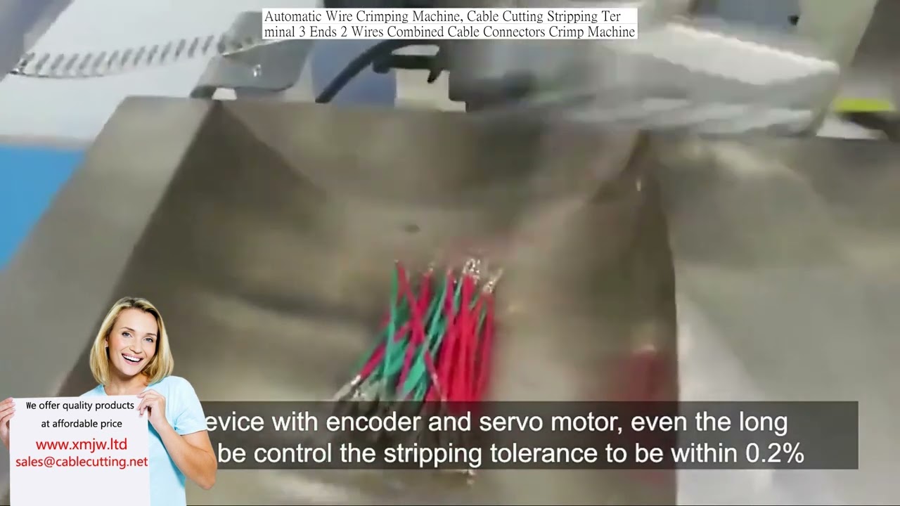 Wire Crimping Machine for Cable Cutting, Stripping, and 3-End Terminal Connectors